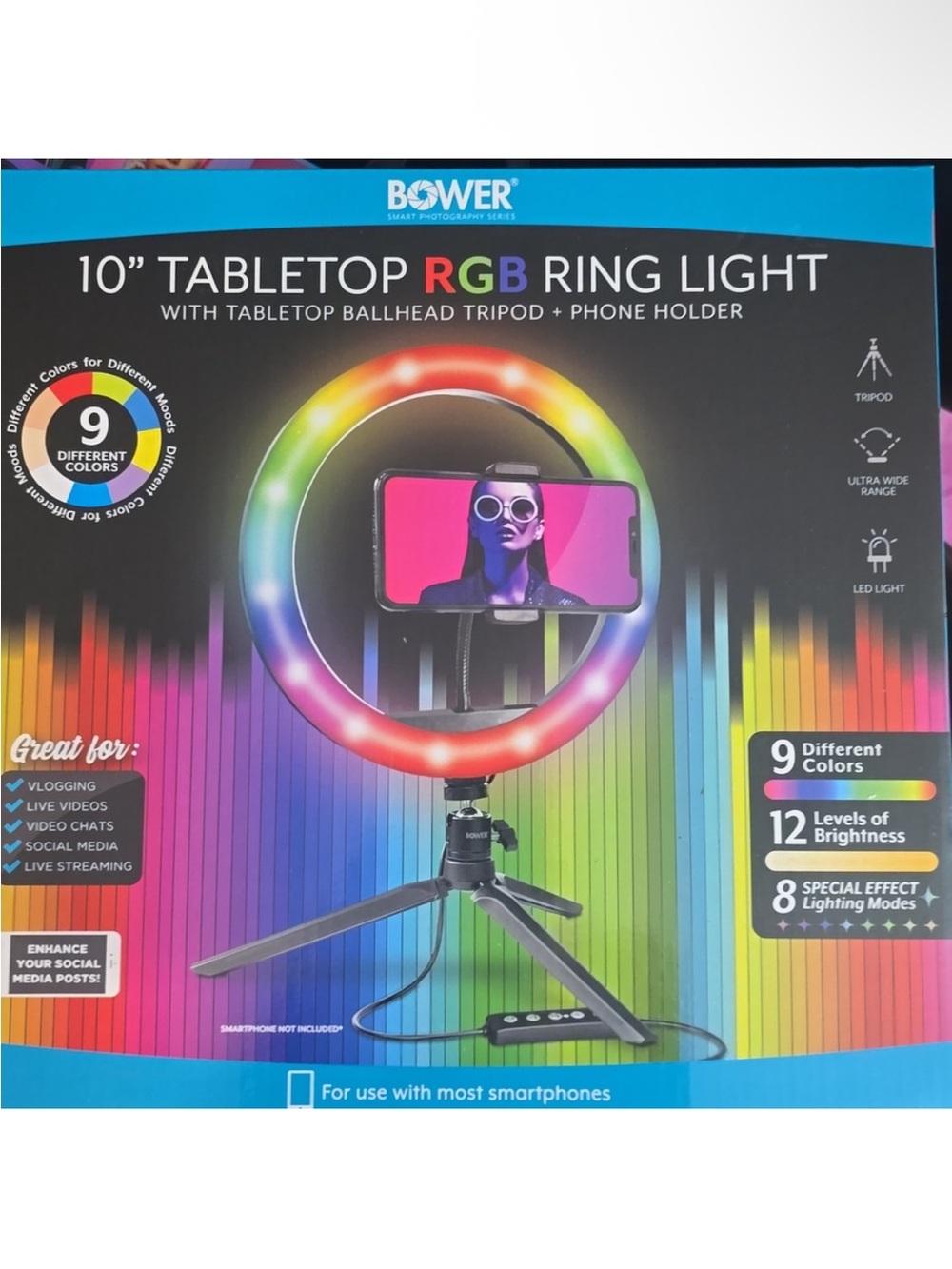 BOWER 10" Tabletop RGB Ring Light - Black